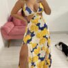 Vestido Maldivas amarelo com azul