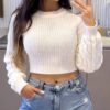 Cropped Tricot Manga Bufante