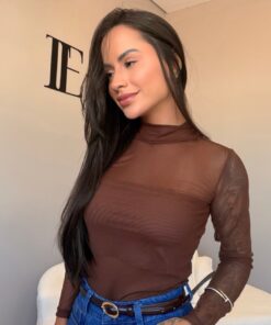 Body tulê gola alta