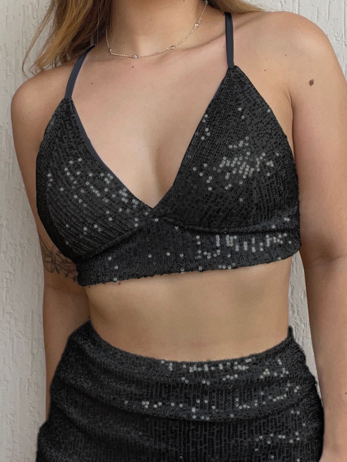 Conjunto Paetê Amarração Preto - Imagem 2