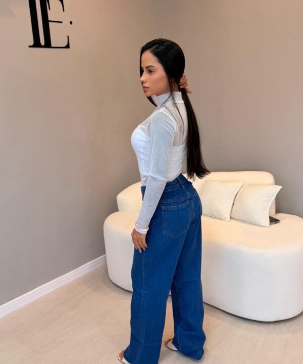Alternative view of Calça Jeans Wide Leg Lavagem Escura