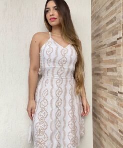 Vestido Estampado Boho Com Amarração e Bojo - Imagem 4