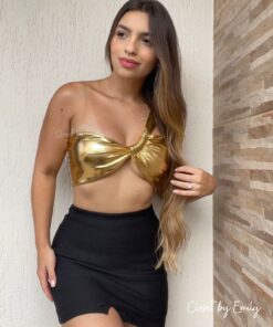 Cropped metalizado uma alça carnaval - Imagem 3