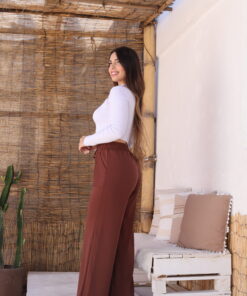 Calça Moletinho Wide Marrom - Imagem 4