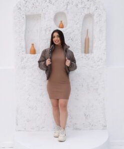 Jaqueta Puffer PU Marrom - Imagem 7