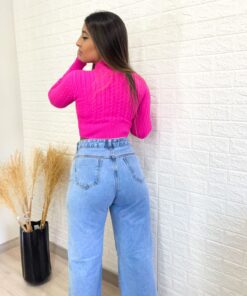 Calça jeans wide lavagem clara - Imagem 3