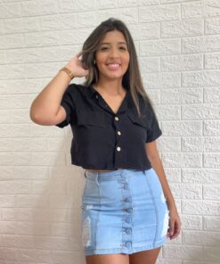 Alternative view of Saia Jeans botões
