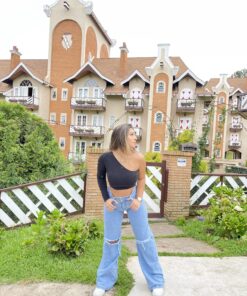 Calça jeans wide lavagem clara