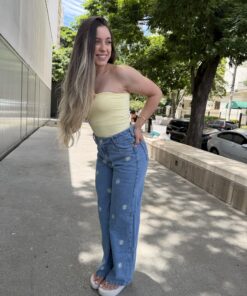 Alternative view of Calça Jeans Wide Leg Bordada Margarida
