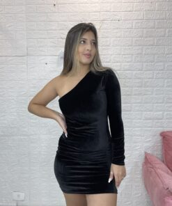 Alternative view of Vestido Veludo Manga Única