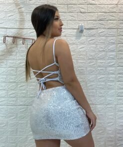 Vestido Maya Branco Com Prata