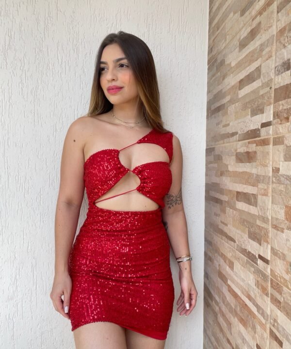 Vestido Paetê Recortes e Amarração - Imagem 9