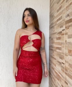 Vestido Paetê Recortes e Amarração - Imagem 8