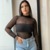 Body tulê gola alta