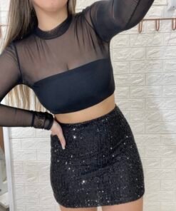 Saia paetê preta - Imagem 5