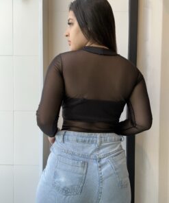 Alternative view of Body tulê gola alta