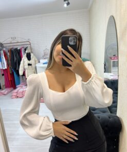 Alternative view of Cropped corselet plissado