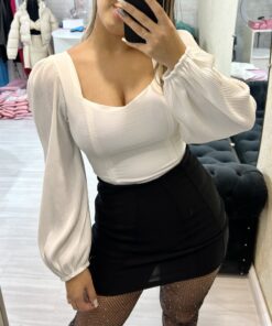 Cropped corselet plissado