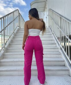 Calça jeans cargo pink - Imagem 4
