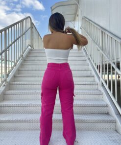 Calça jeans cargo pink - Imagem 3