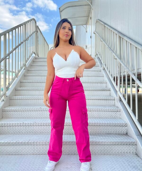 Alternative view of Calça jeans cargo pink