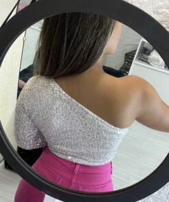 Cropped paetê manga única - Imagem 7