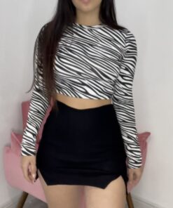 Alternative view of Cropped Zebra Manga Longa