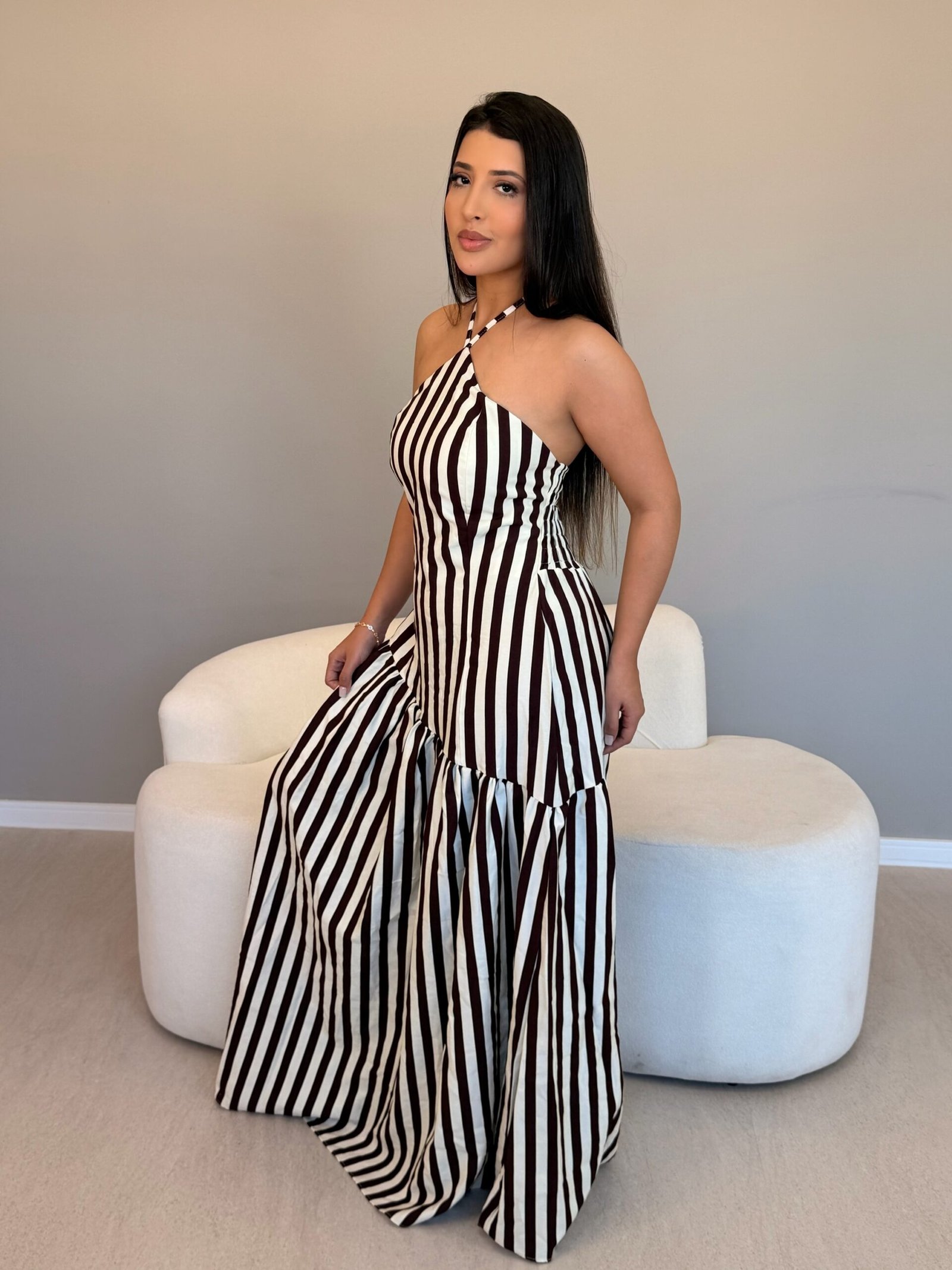 Vestido Listrado Assimétrico - Imagem 2