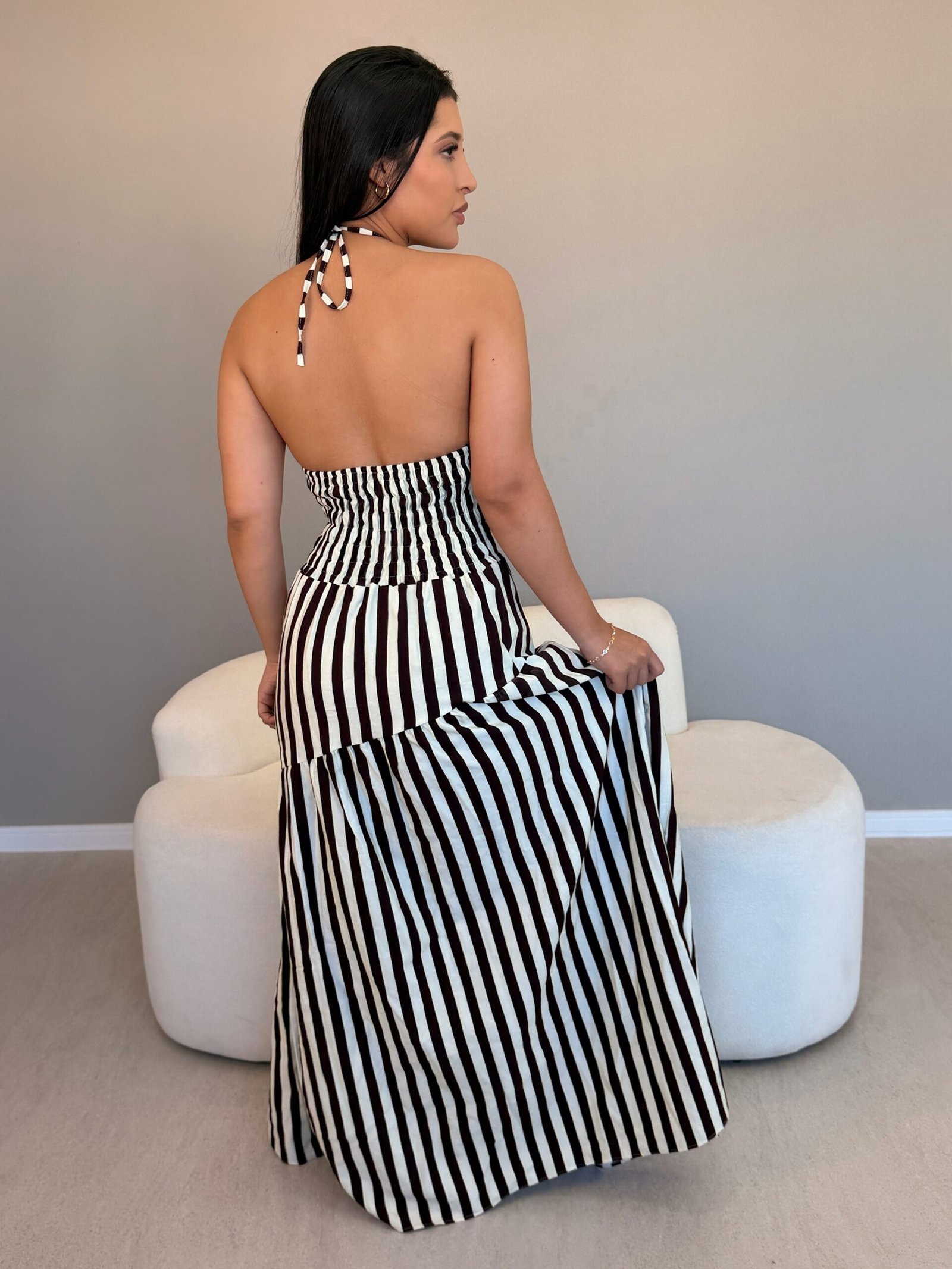 Vestido Listrado Assimétrico - Imagem 3