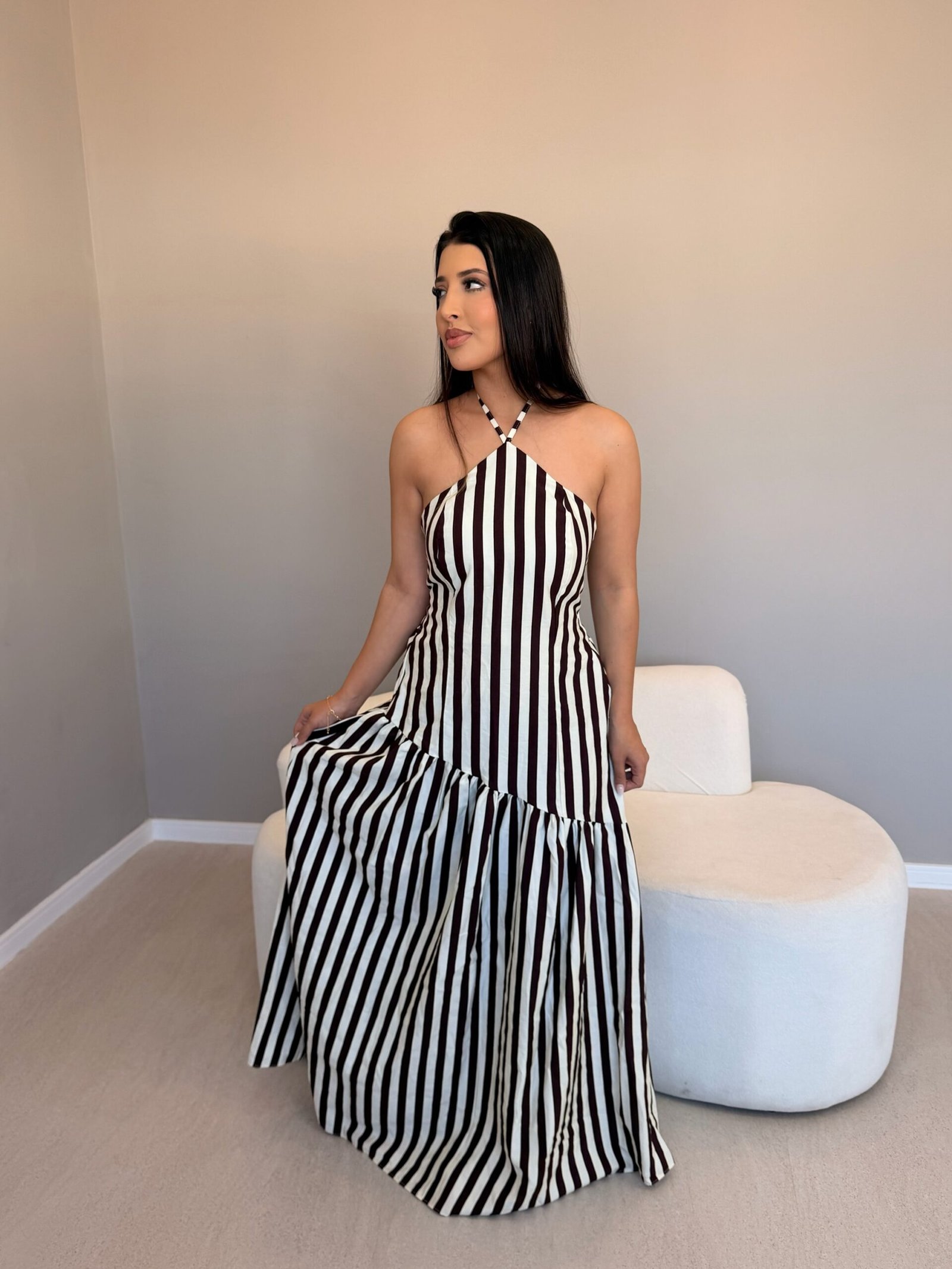 Vestido Listrado Assimétrico - Imagem 4