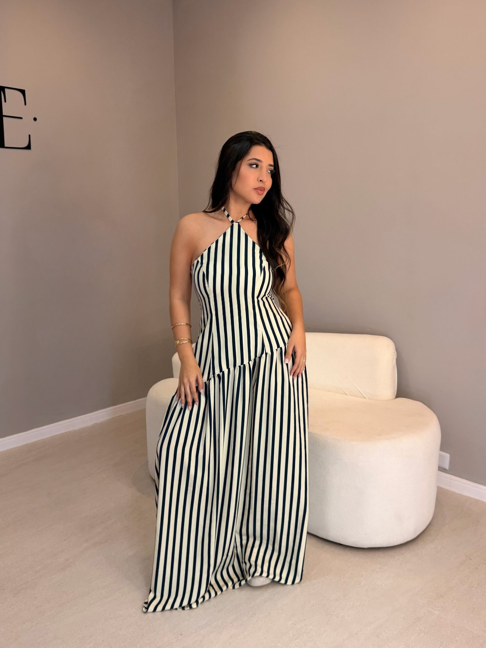 Vestido Listrado Assimétrico - Imagem 6