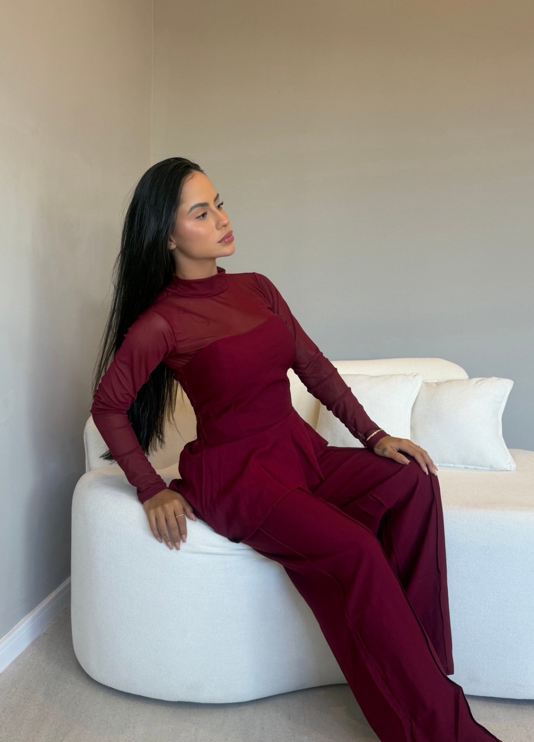 Kit Body Tulê + Conjunto Assimétrico Peplum