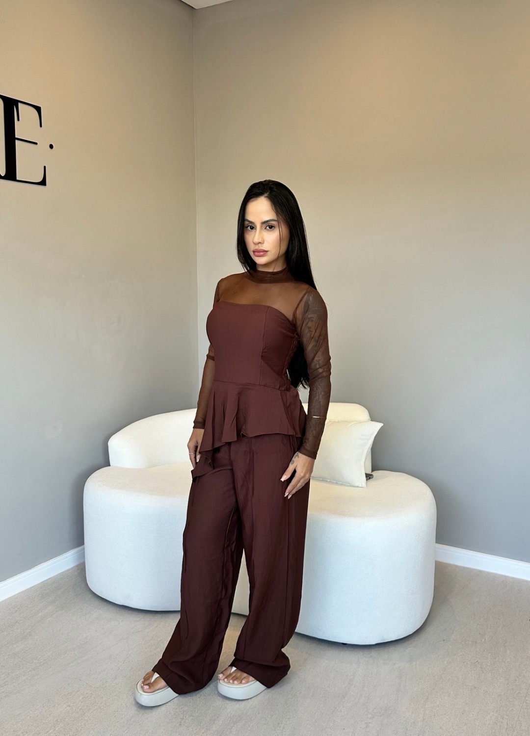 Kit Body Tulê + Conjunto Assimétrico Peplum - Imagem 4