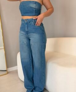 Calça Jeans kylie - Lavagem escura - Imagem 3