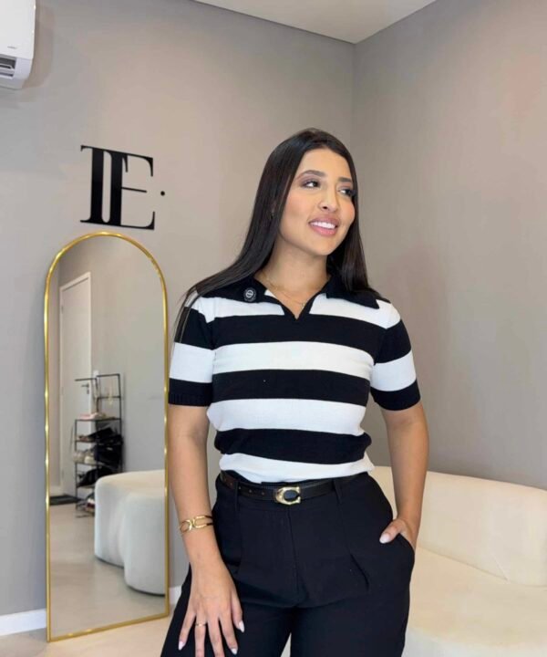 Tricot gola polo Listrado